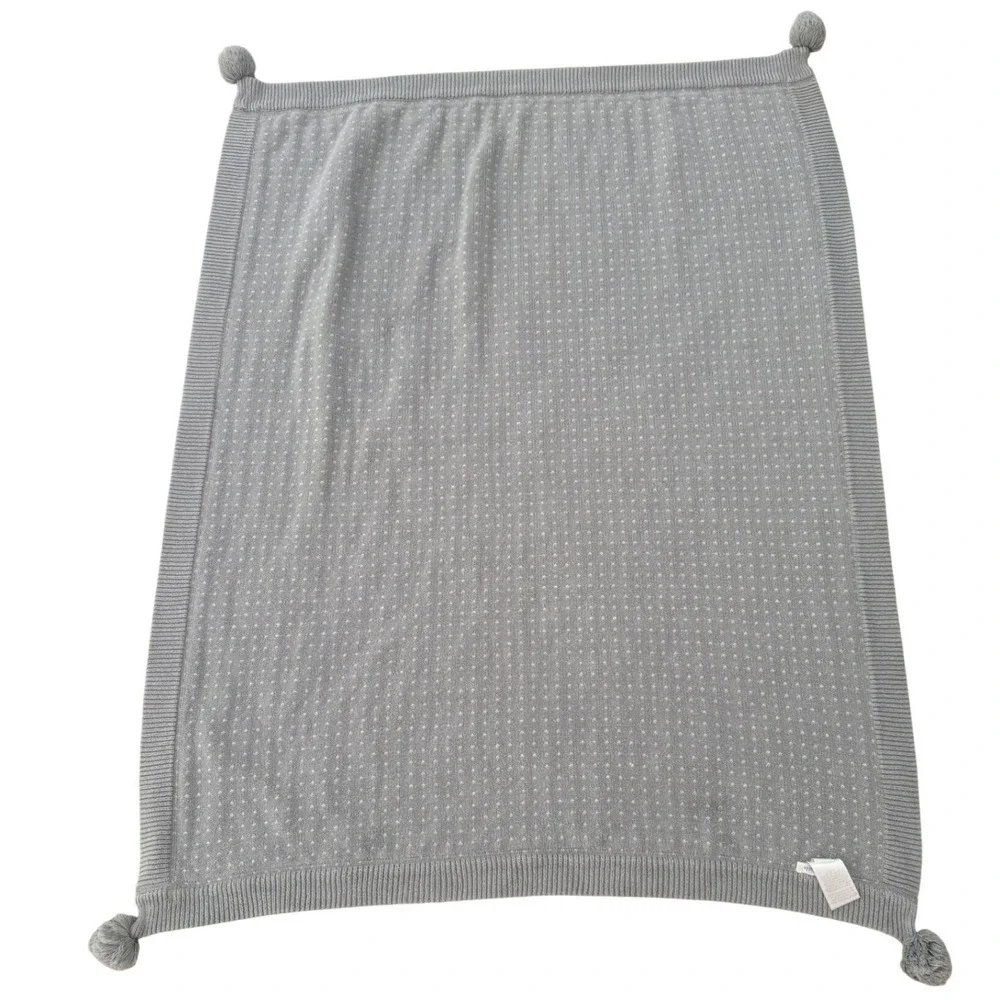 Pottery Barn Kids Reversible Knit Dot Blanket Mint White 30x40